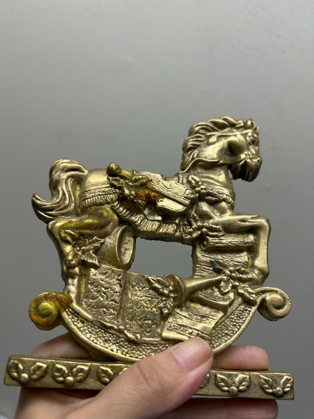 Vintage Decorative Gold Rocking Horse Home Art Accent